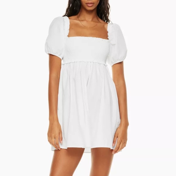 ARITZIA SUNDAY BEST HADLEY POPLIN PUFF SLEEVE BABY DOLL MINI DRESS - Picture 3 of 10